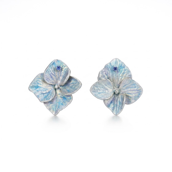Sapphire Hydrangea Stud Earrings