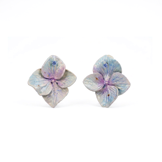 Sapphire Hydrangea Stud Earrings