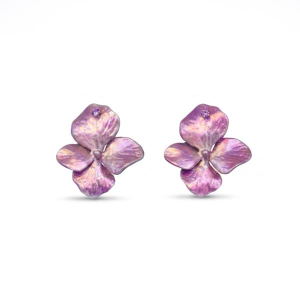 Pink Sapphire Hydrangea Stud Earrings